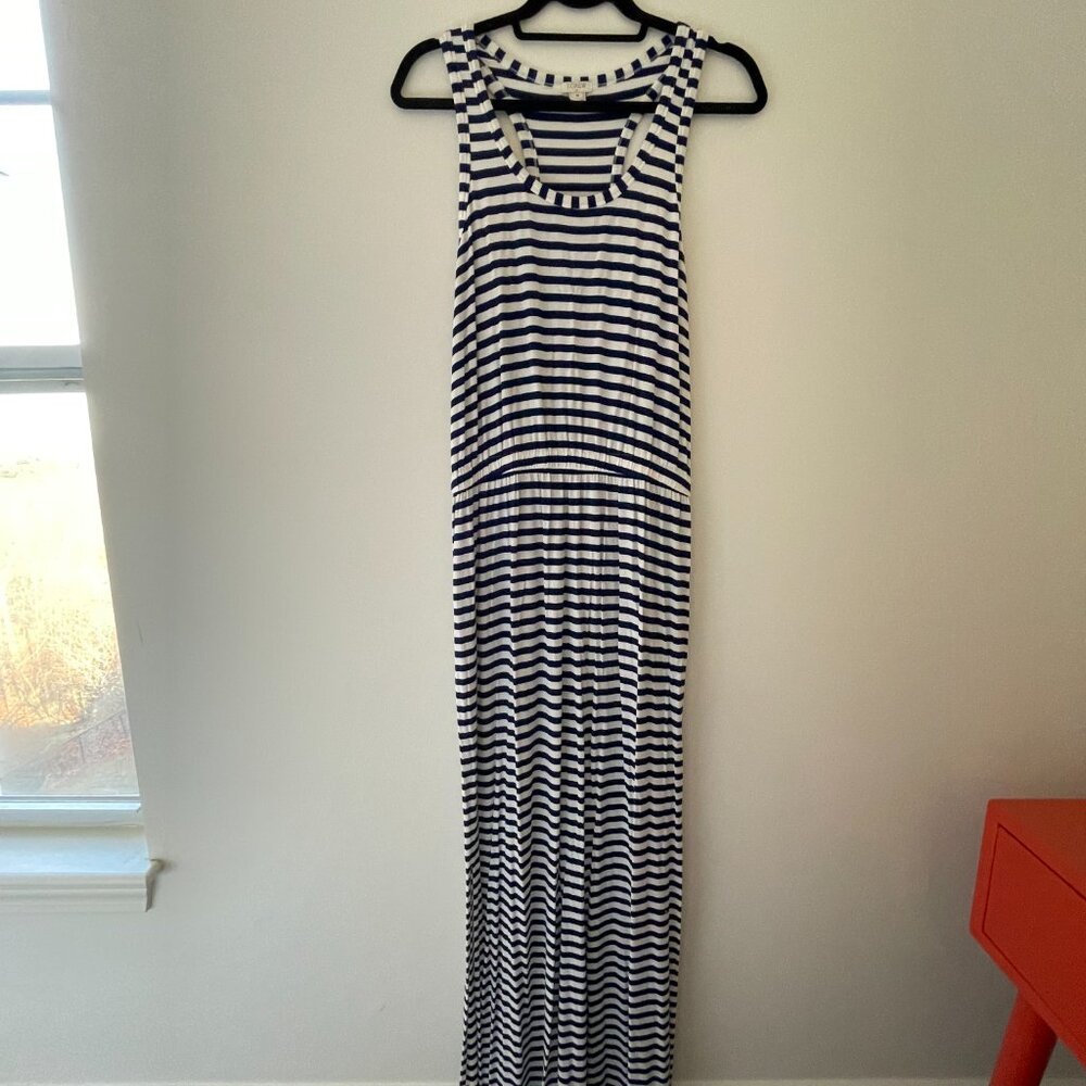 J. Crew Navy Striped Maxi Dress